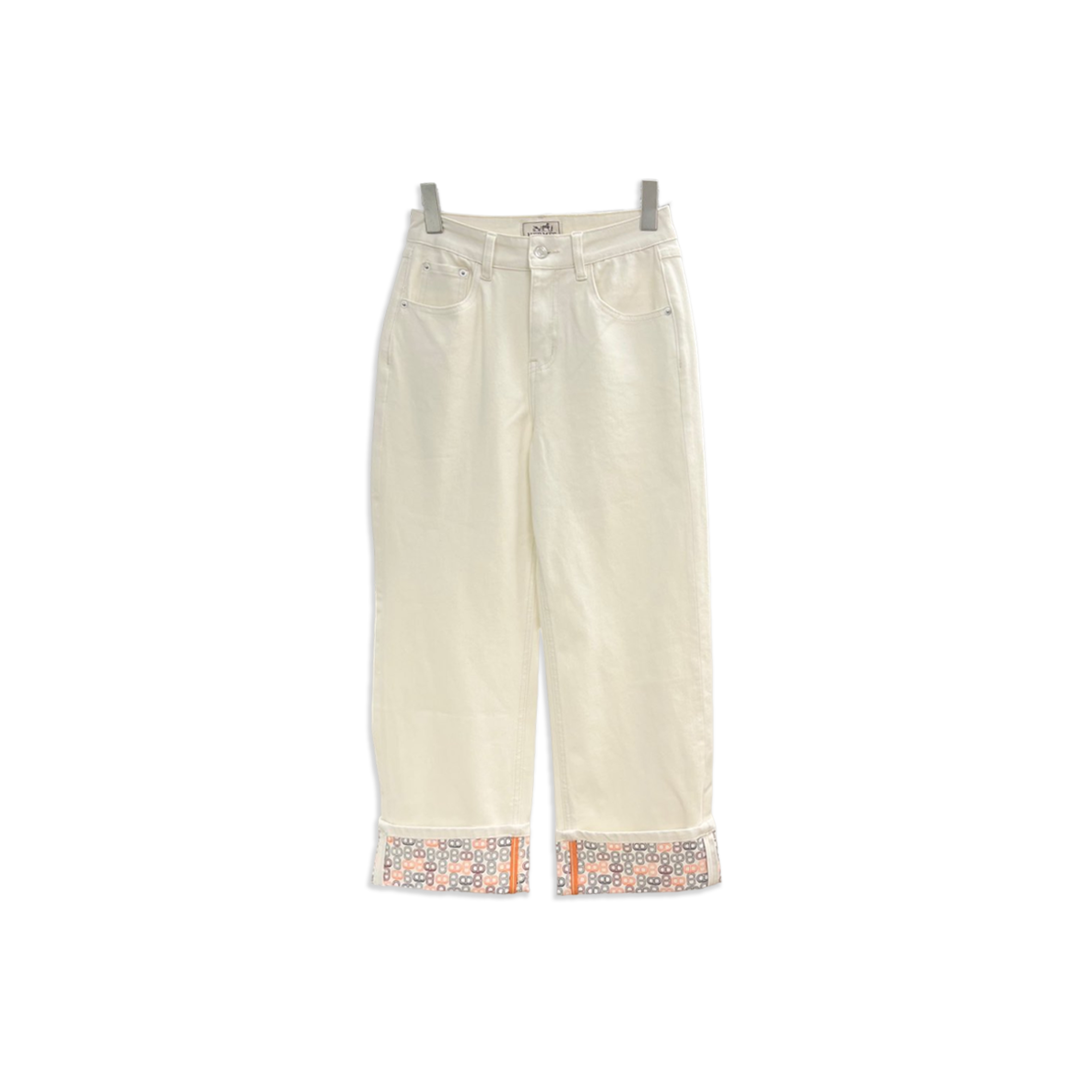 HERMES PRINTED ROLLED-UP JEANS